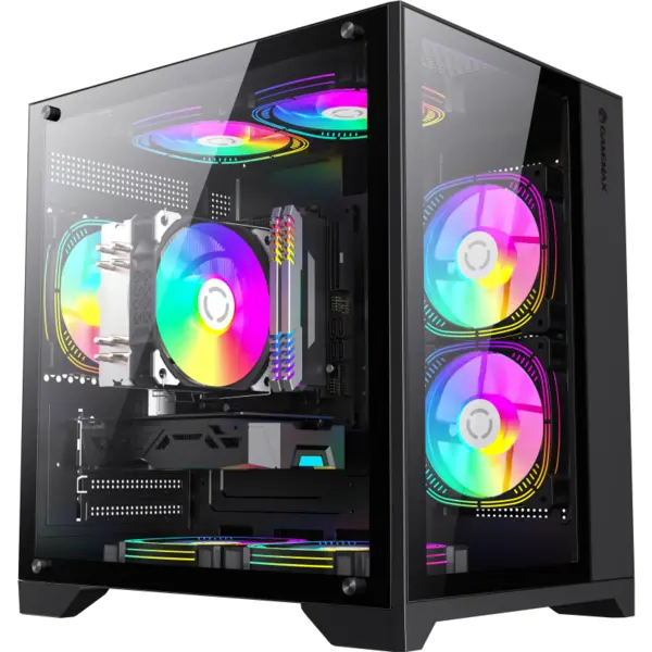 Gamemax Carcasa PC Gamemax INFINITY MINI BK, Mini Tower, Micro-ATX, Panou sticla temperata, Fara sursa