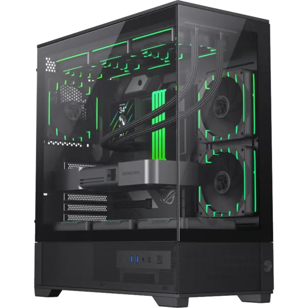 Gamemax Carcasa PC Gamemax VISTA 2 AB, ATX, Midi Tower, Panouri Sticla Temperata, 3 Ventilatoare ARGB PWM