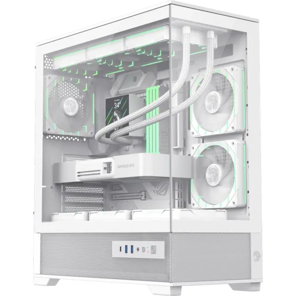 Gamemax Carcasa PC Gamemax VISTA 2 AW, Mid-Tower, Panou lateral sticla securizata, 3 ventilatoare ARGB PWM