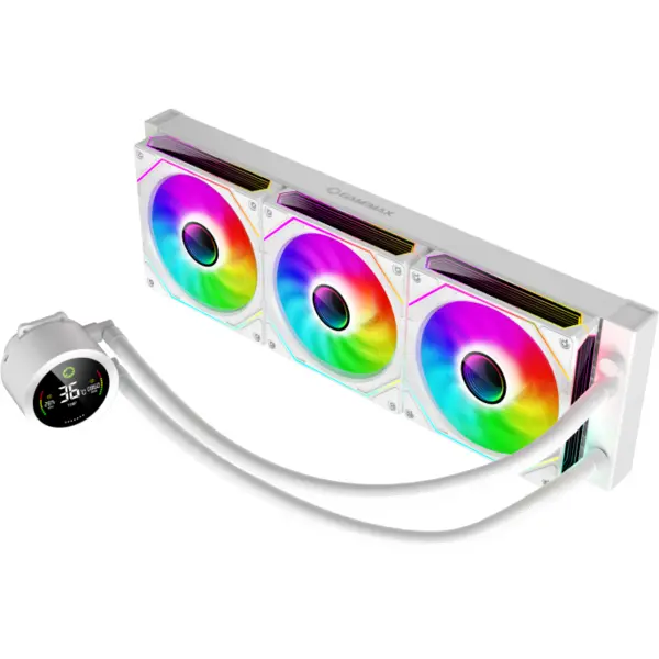 Gamemax Cooler CPU Gamemax, racire lichid, radiator 360mm, display digital, alb