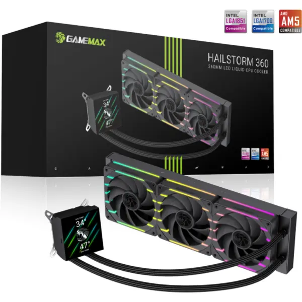 Gamemax Gamemax | CPU Liquid cooler | HAILSTORM 360 LCD | Black