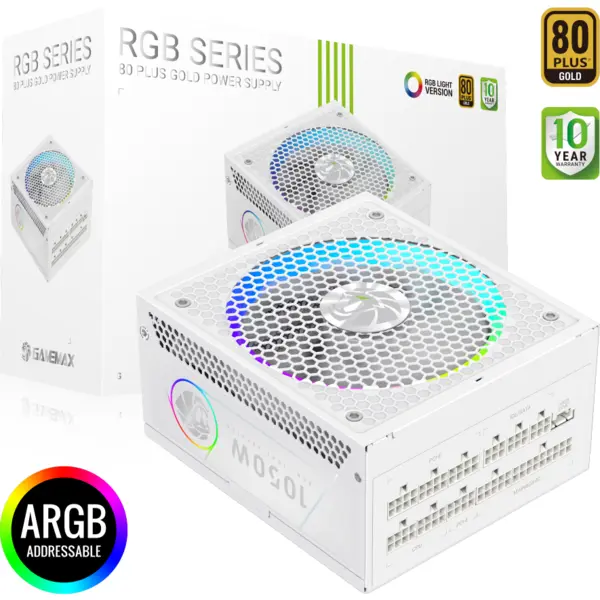 Gamemax Gamemax | PSU | RGB 1050G WH | 1050W | Gold | Full Modular | White