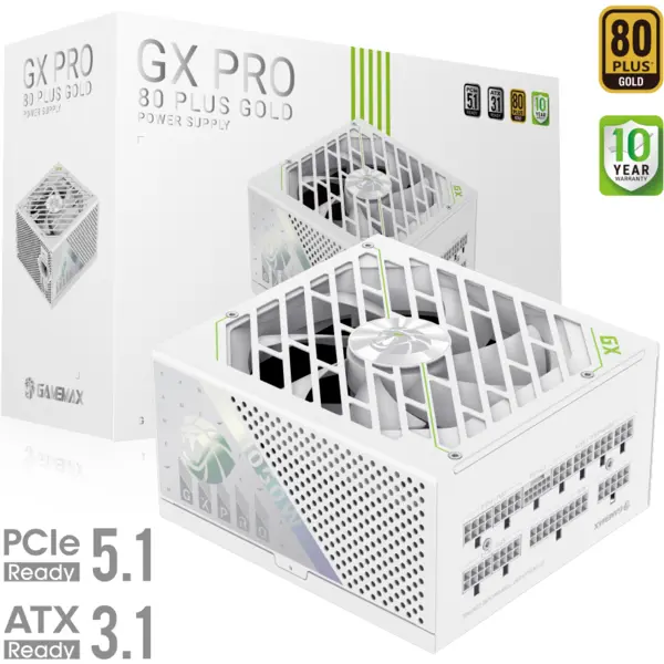 Gamemax Sursa alimentare Gamemax GX PRO 1050G WH, 80+ Gold, 1050W, Complet modulara