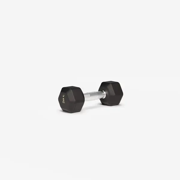 Ganteră de crosstraining și bodybuilding Dumbbell hexagonală 5 kg, negru
