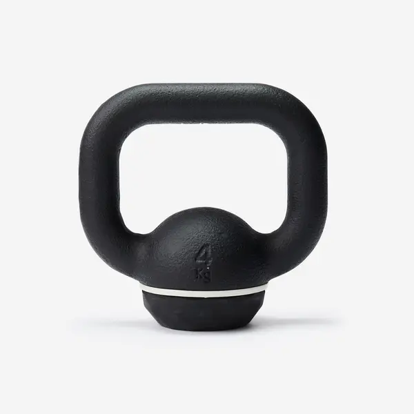 Ganteră Kettlebell din fontă parțial reciclată, înveliș din cauciuc 4 kg