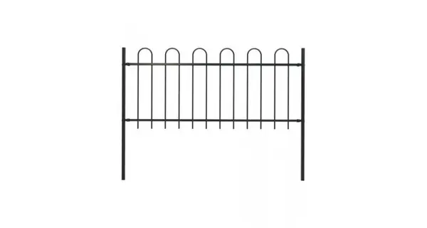 Gard de gradina cu varf curbat, negru, 1,7 x 0,8 m, otel