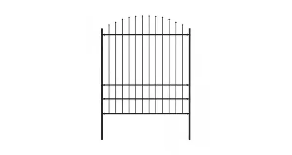 Gard de gradina cu varf sulita, negru, (1,75-2) x 1,7 m, otel