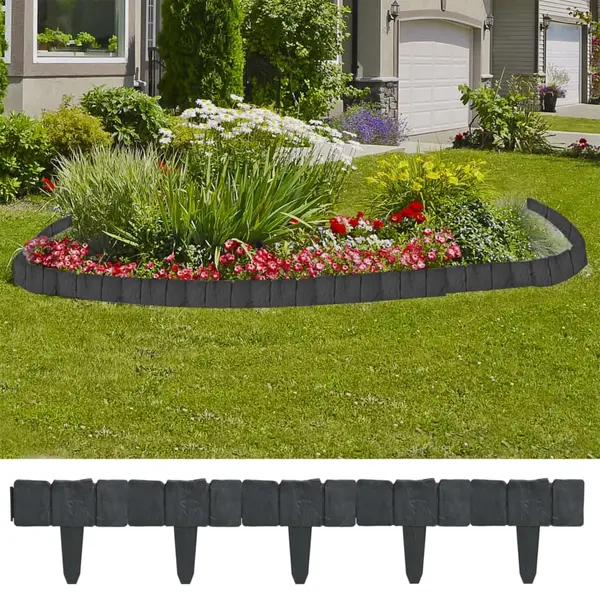 Gard din plastic pentru gradina / gazon aspect piatra, 41 buc., 10 m
