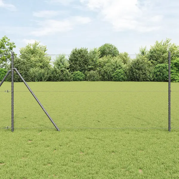 Gard hexagonal Gossi gri 1x10 m otel, stalpi pentru gard Gossi 7 buc gri Ø32 mm 150 cm otel galvanizat