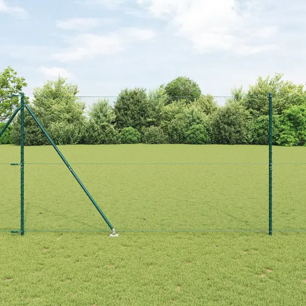 Gard hexagonal Gossi verde 1.6x10 m otel, stalpi gard Gossi cu spike 7 buc Ø32 mm 180 cm otel galvanizat
