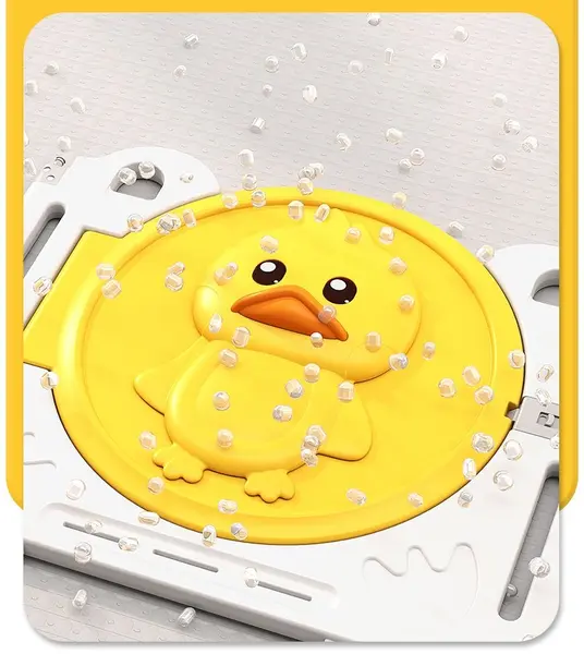 Gardulet loc de joaca Nichiduta Garden Duck Yellow Pliabil, Margini rotunjite, Poarta de siguranta cu sistem blocare, Covoras din spuma 235x161 cm si 120 bile
