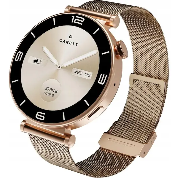 Garett Ceas Smartwatch Garett Rose Gold Mesh, ecran tactil 1.32 inch, Bluetooth, Roz-Auriu