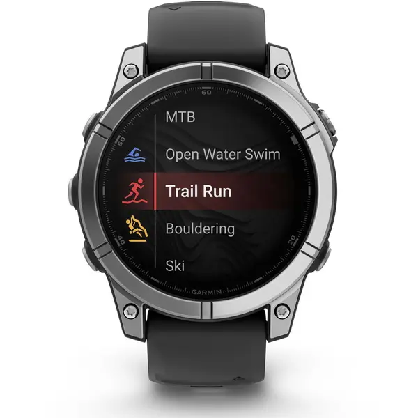 GARMIN Smartwatch Garmin fenix E, 47mm, Glass, Otel inoxidabil, Stainless Steel, Black Silicone Band