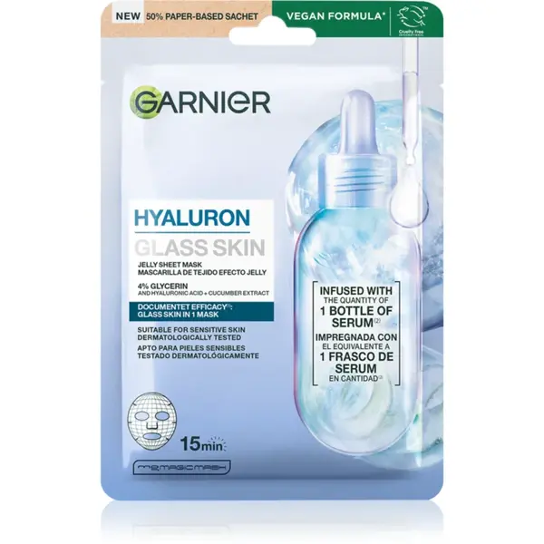 Garnier Hyaluron Glass Skin mască textilă hidratantă 27 g