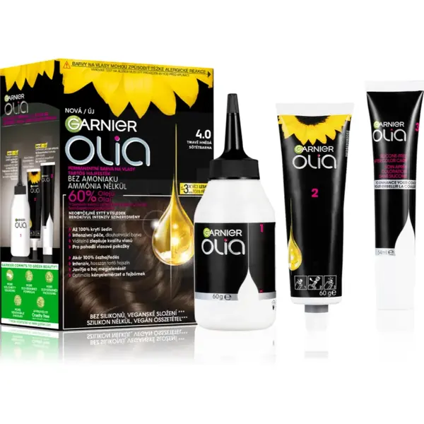 Garnier Olia Big Kit Culoare permanenta pentru par culoare 4.0 Dark Brown 1 buc