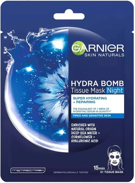 Garnier Skin Naturals Mască de față de noapte cu folie Hydra Bomb, 28 g