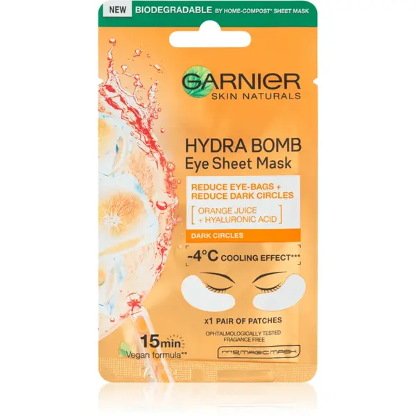 Garnier Textil Masks Hydra Bomb mască pentru zona ochilor cu acid hialuronic 6 g