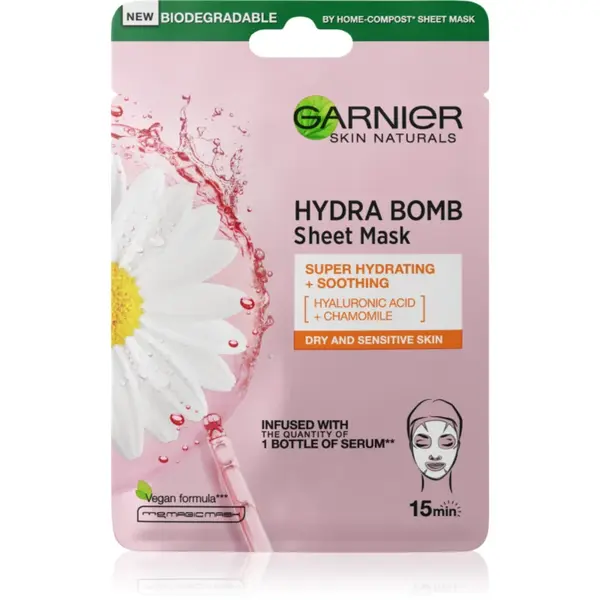 Garnier Textil Masks Hydra Bomb mască textilă calmantă 28 g