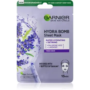 Garnier Textil Masks Hydra Bomb mască textilă hidratantă cu acid hialuronic