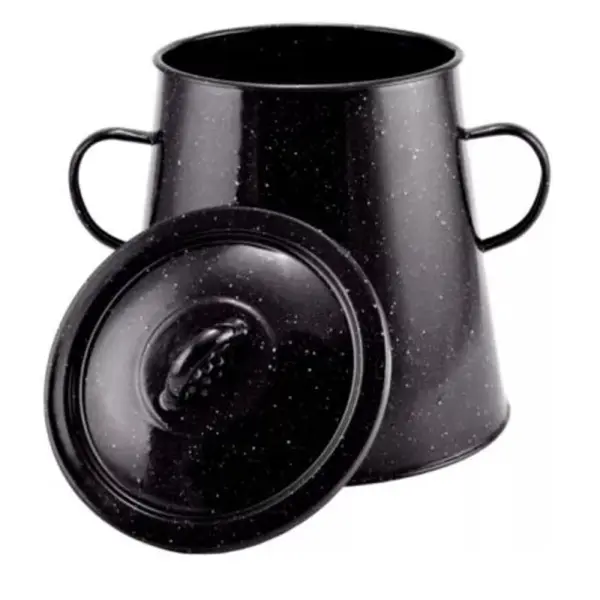 Garnita Emailata pentru Untura, 5 l, Negru, Perfect Home