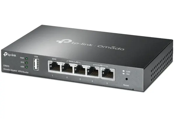 Gateway 5 porturi Gigabit, VPN, Tp-Link Omada ER605, pentru retele business, 3 WAN, USB 4G/3G, SDN
