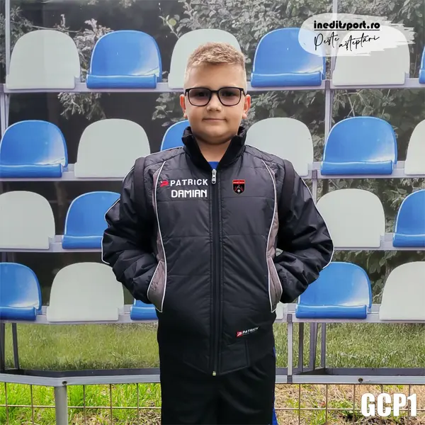 Geaca cu maneci detasabile copii PATRICK GCP1 3XS, NEGRU GRI ALB