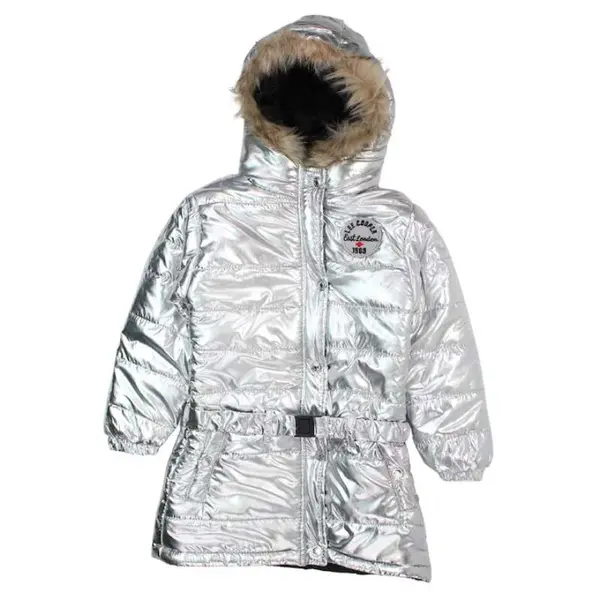 Geaca fete cu logo, gluga si buzunare laterale, gri, Lee Cooper Engros