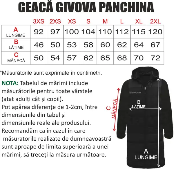Geaca GIVOVA Panchina Personalizabila 3XS, Negru GG2 3XL, Negru