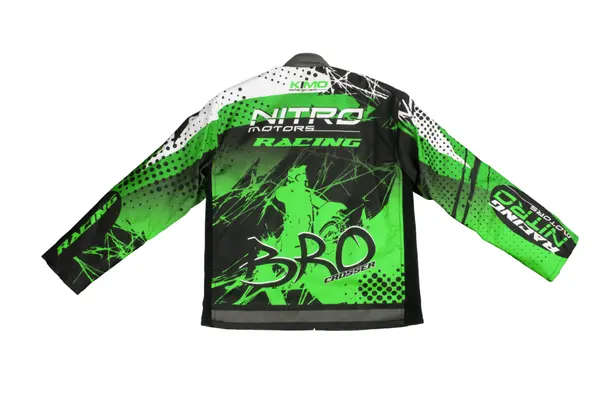 Geaca KIMO Kids BRO Motocross cu aparatori, ideal pentru copii pasionati de motocross, verde