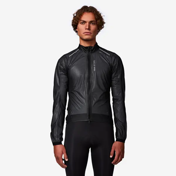 Geacă ploaie ciclism pe șosea RCR Ultralight Negru Bărbați