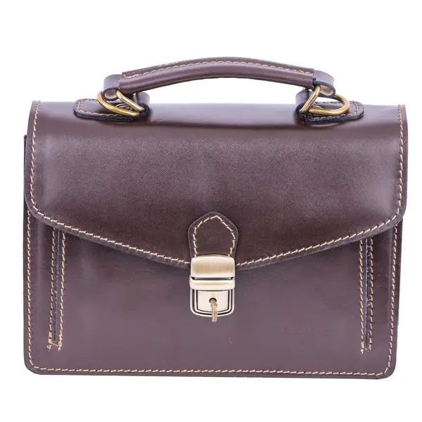 Geanta barbati din piele naturala maro Key leather horizontal