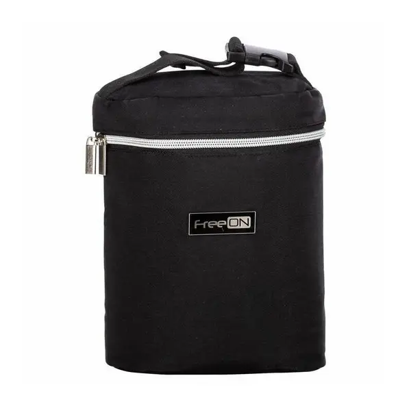 Geanta biberon, FreeON, Double Style, Pentru 2 biberoane, Mentine continutul atat cald, cat si rece, Black