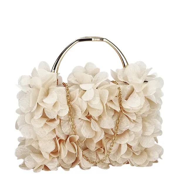 Geanta clutch bej cu model floral 3D BXQ-327 05