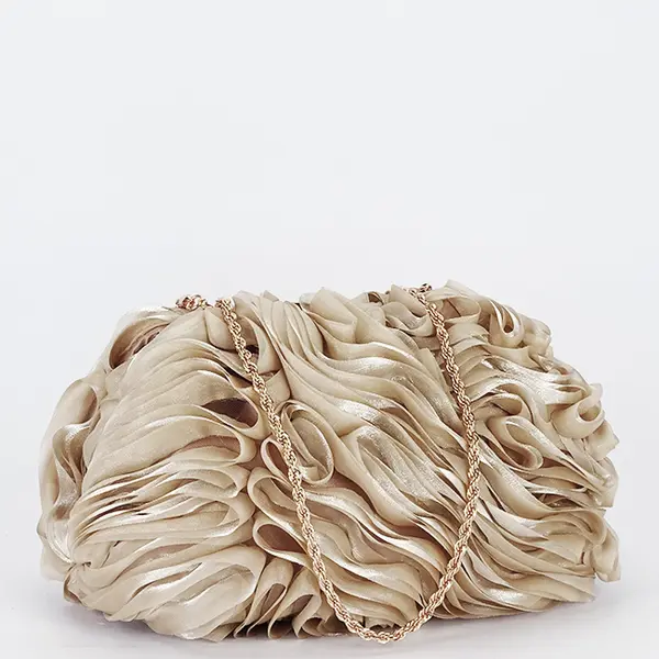 Geanta clutch taupe cu model 3D BMN-1241 06
