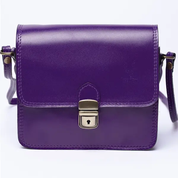 Geanta crossbody din piele naturala, tip postas, mov