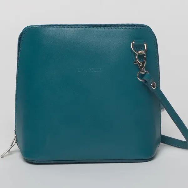 Geanta crossbody, turcoaz, din piele naturala