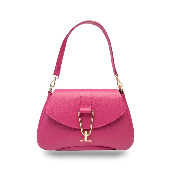 Geanta dama din piele naturala fucsia Oana