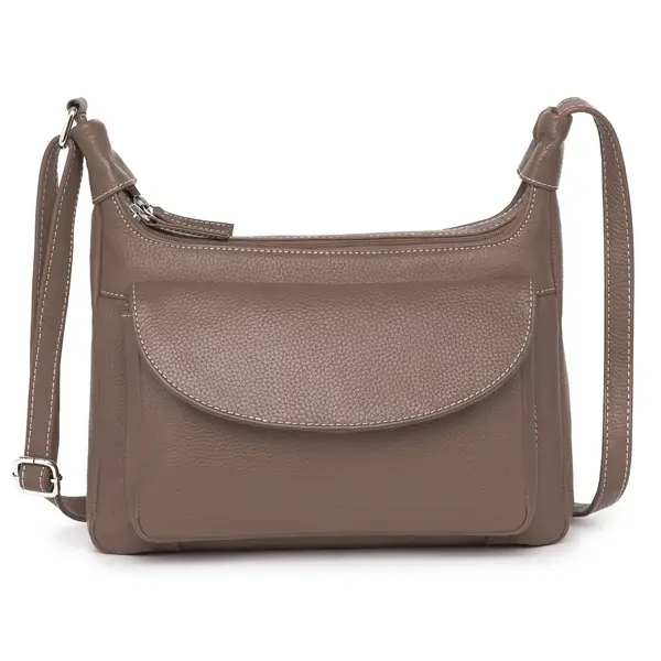 Geanta de dama, Titania GT3890, piele naturala, Dark Taupe