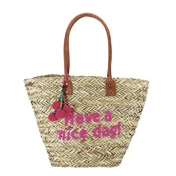 Geanta de plaja handmade din paie naturale GP-CZ11901115 Bej