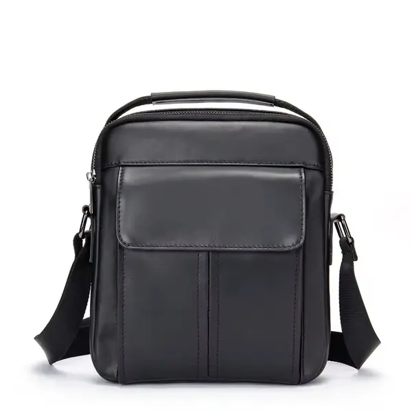Geanta de umar pentru barbati Khaiel GT3904, piele naturala, neagra