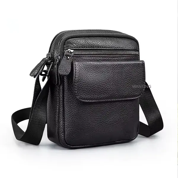 Geanta de umar pentru barbati, Zoryn GT3811, piele naturala, Negru