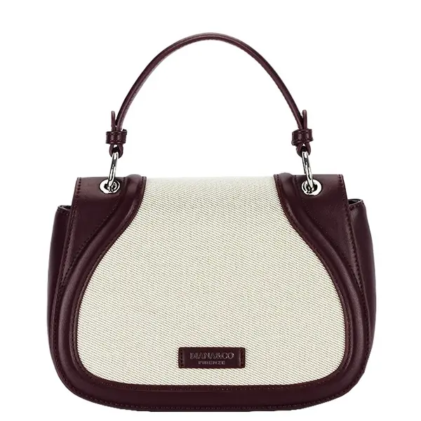 Geanta eleganta bordo cu insertie textila bej DHJ943-2 17