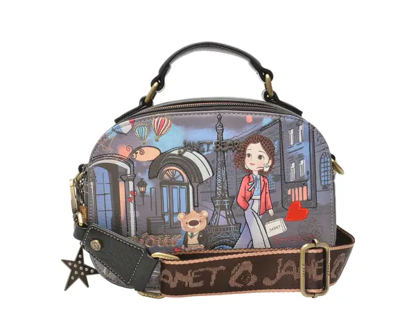Geanta JANET DENESE multicolor, PARIS DREAM, din piele ecologica