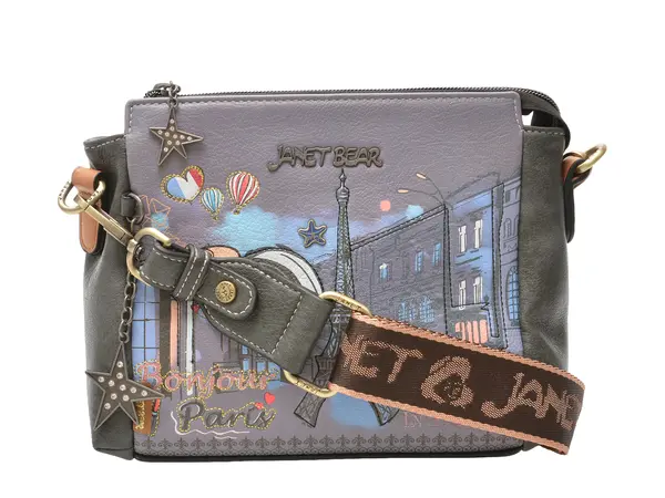 Geanta JANET DENESE multicolor, PARIS DREAM, din piele ecologica