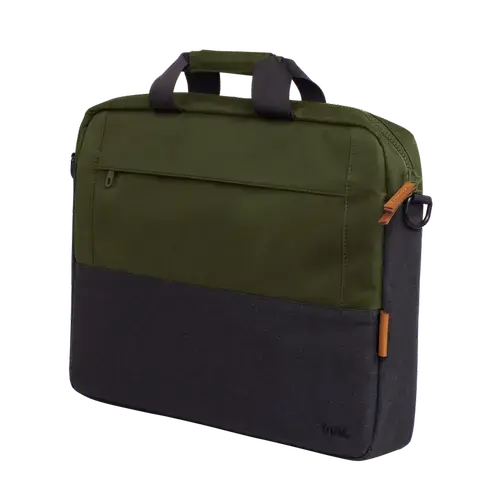 Geanta laptop Trust Lisboa 15.6inch, 2 compartimente, material POM, RPET Polyester, RPET, volum 2.1 L, Verde