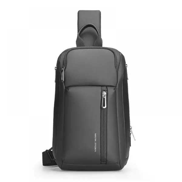 Geanta pentru umar/piept Mark Ryden, o singura curea, full impermeabila, sistem antifurt, unisex, spatioasa, compatibila cu tableta 11 inch, fermoare YKK, bareta ajustabila, neagra