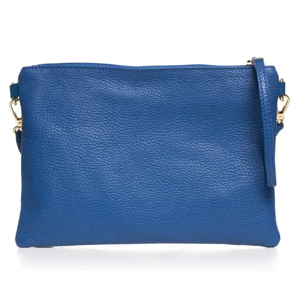 Geanta plic crossbody albastra, din piele naturala