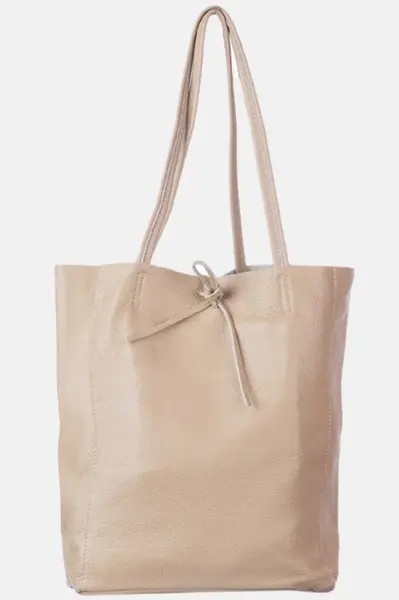 Geanta shopper bej din piele naturala