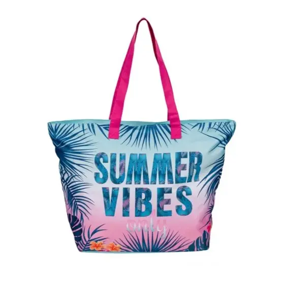 Geanta Summer Vibes pentru plaja, Multicolor, 56x22x38 cm
