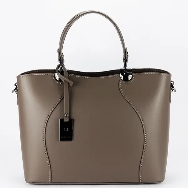 Geanta taupe din piele naturala 1424A 125